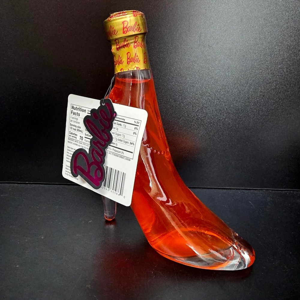 Barbie High Heel Shoe Glass Bottle Drink Mixer Pink 320mL Collectible Novelty